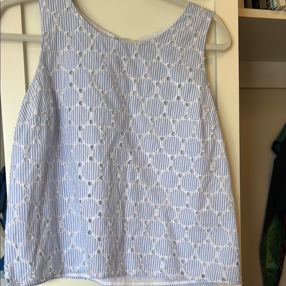 Banana Republic Blue Stripe Sleeveless Blouse